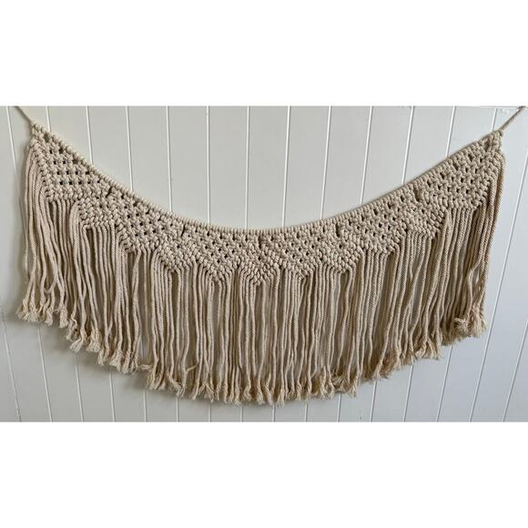Ivory Macrame Wall Hanging Decor - Picture 1 of 2